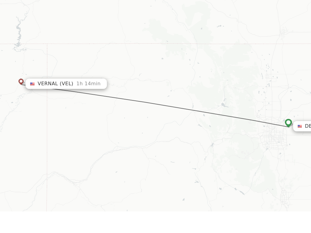 Flights from Denver to Vernal route map