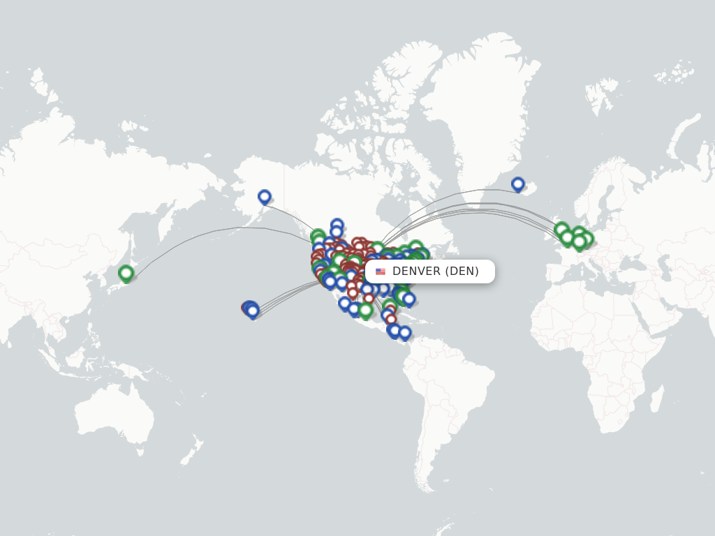 Flights from Denver to Columbia route map