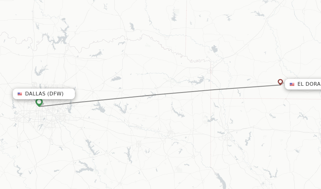 Flights from Dallas to El Dorado route map