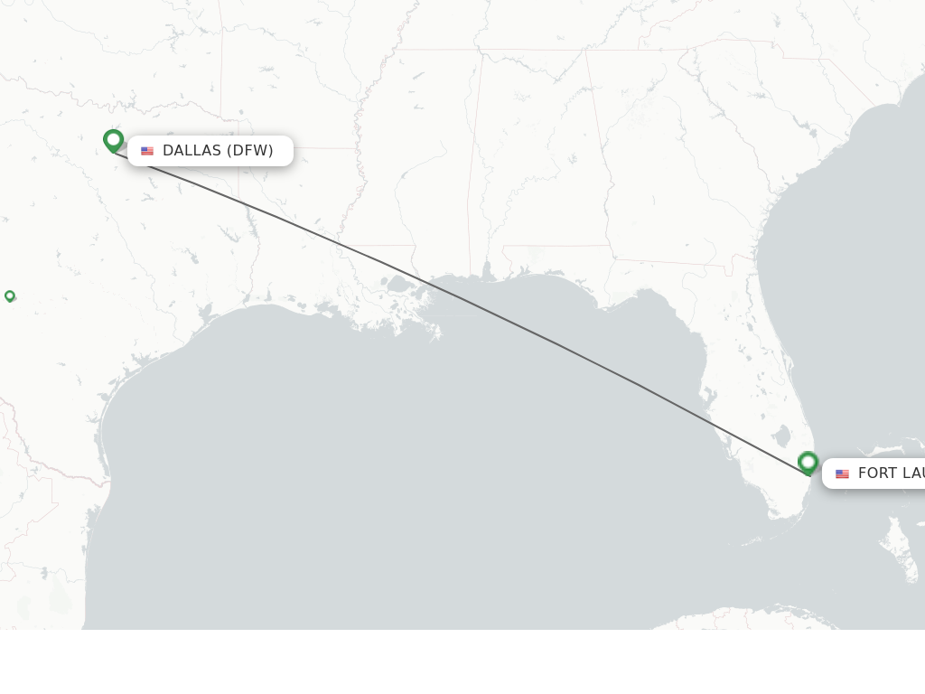Flights from Dallas to Fort Lauderdale route map