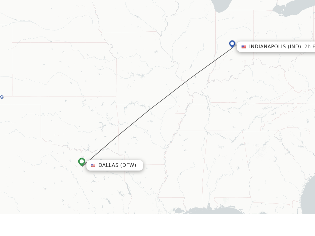 Flights from Dallas to Indianapolis route map