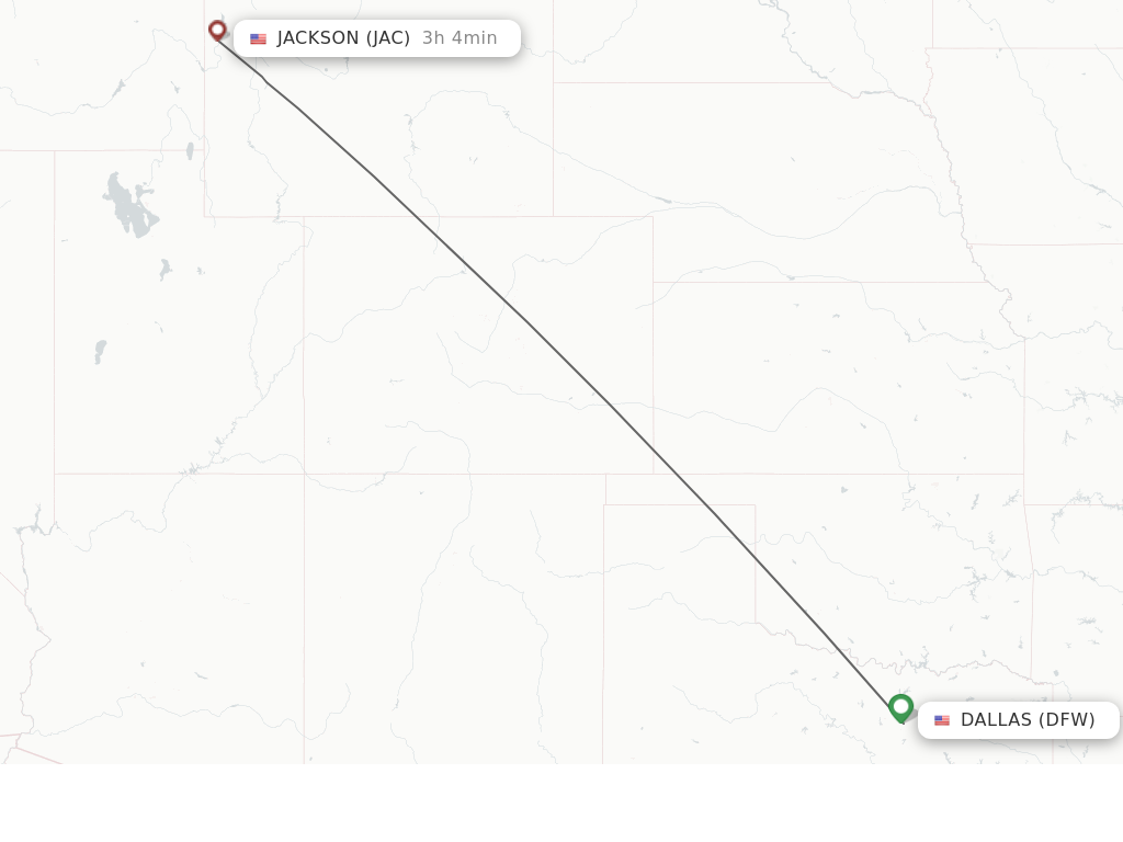 Flights from Dallas to Jackson route map