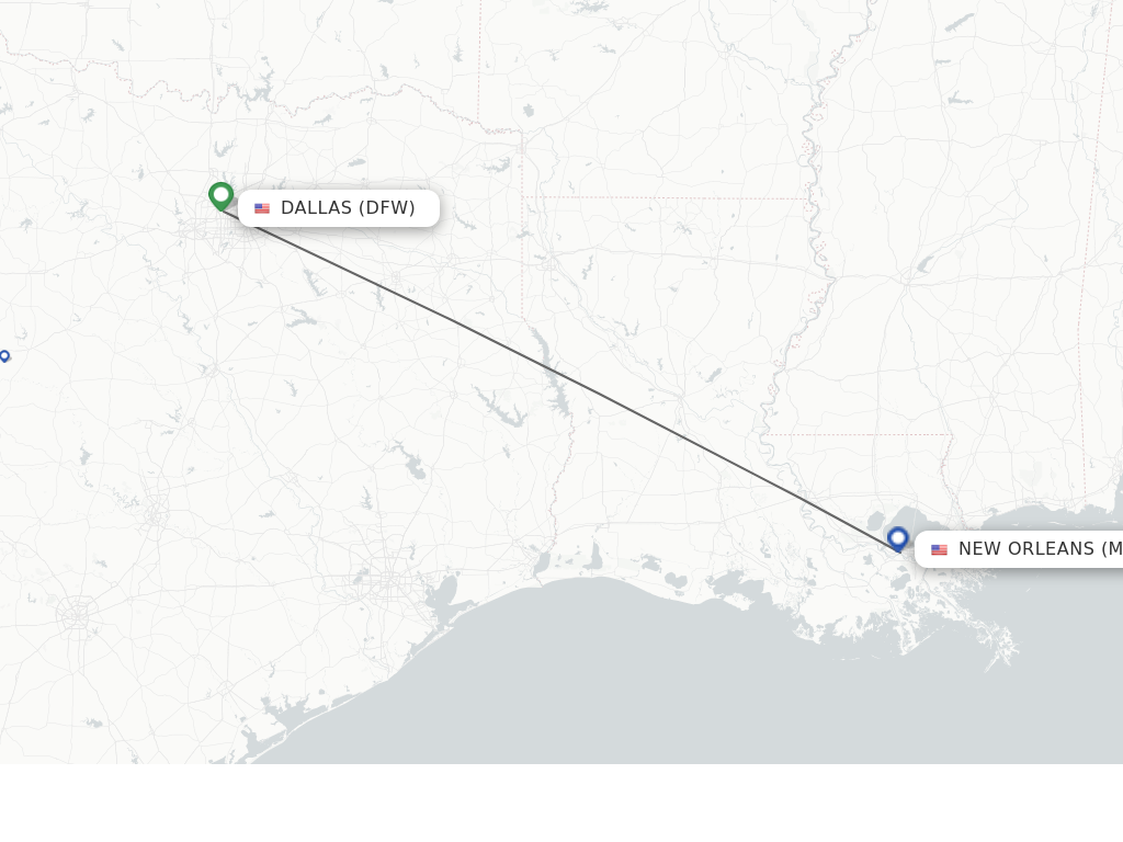 Direct (non-stop) flights from Dallas to New Orleans - schedules