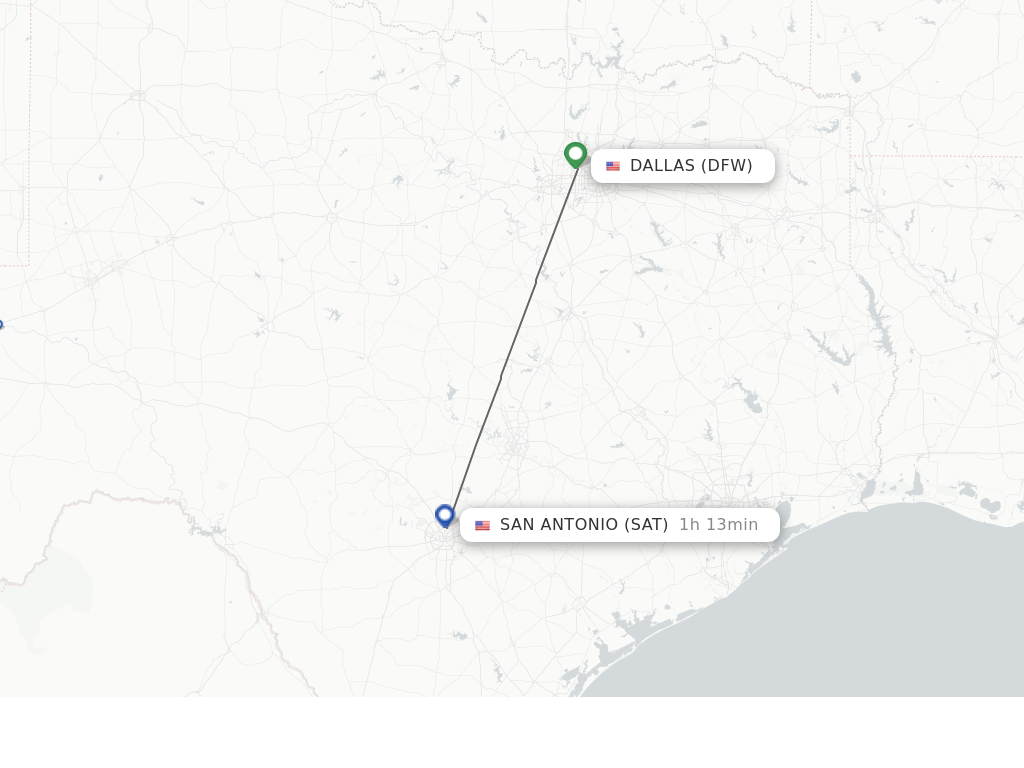 Flights from Dallas to San Antonio route map