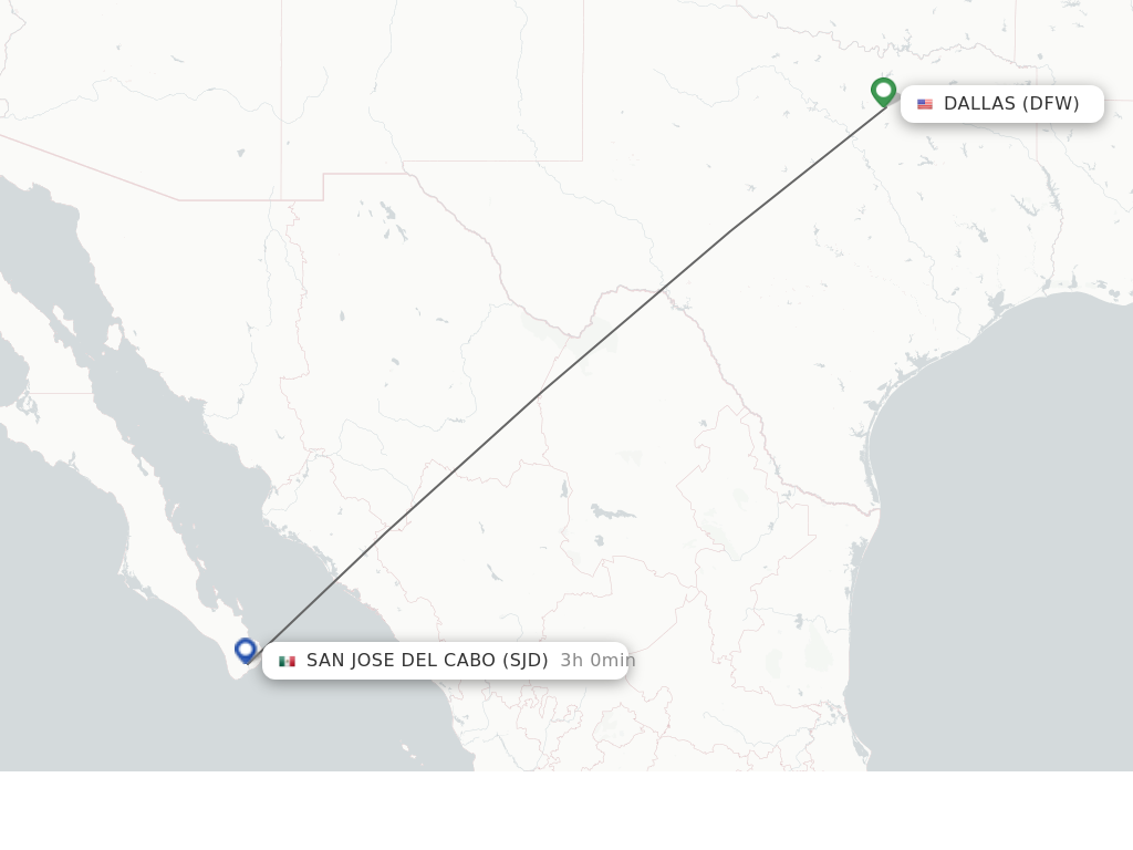 Flights from Dallas to San Jose Del Cabo route map