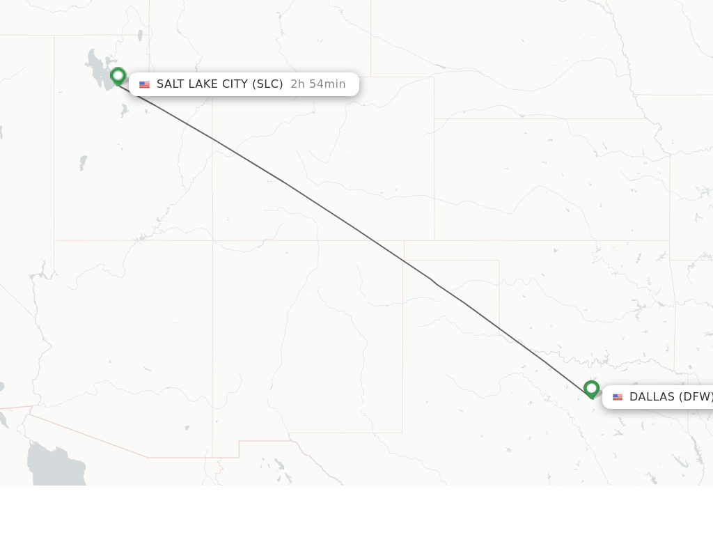Flights from Dallas to Salt Lake City route map