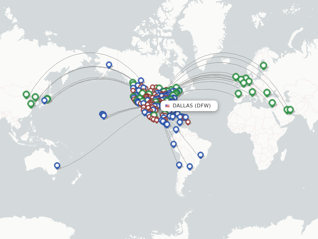 Flights from Dallas to Oakland route map