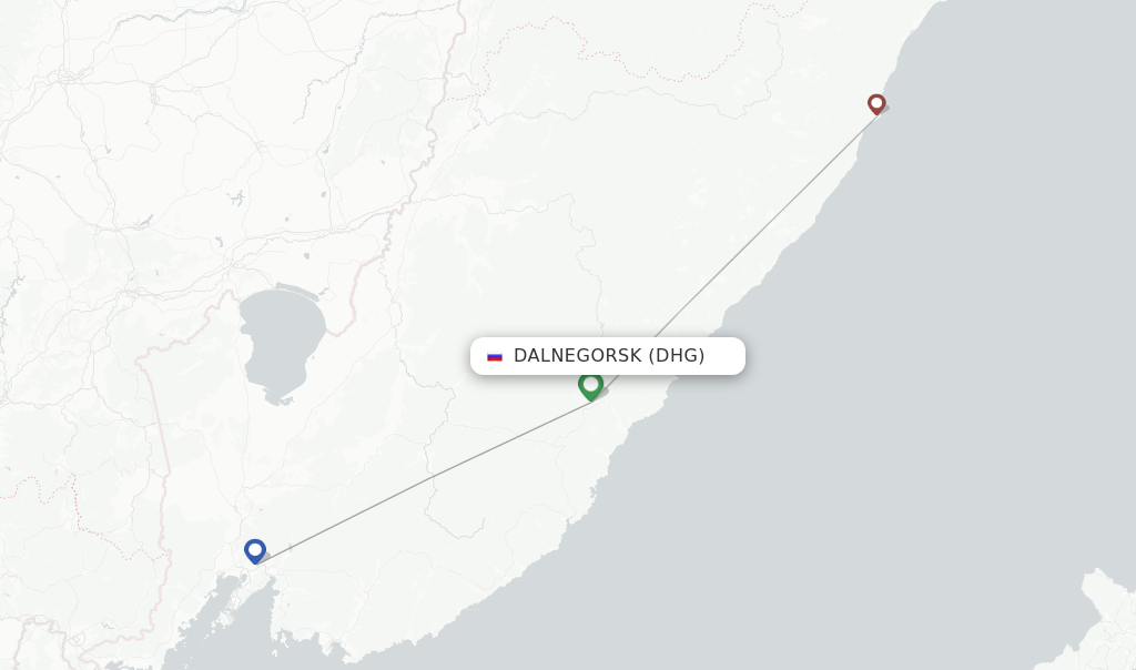 Route map with flights from Dalnegorsk with Aurora