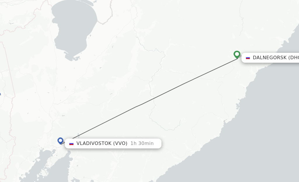 Flights from Dalnegorsk to Vladivostok route map