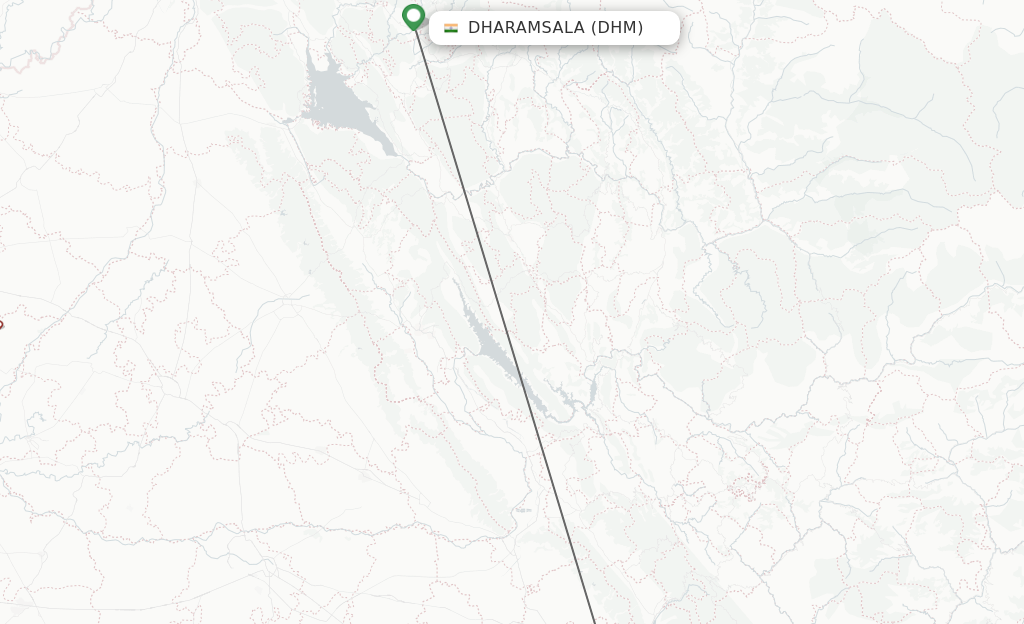 Flights from Chandigarh to Dharamsala route map