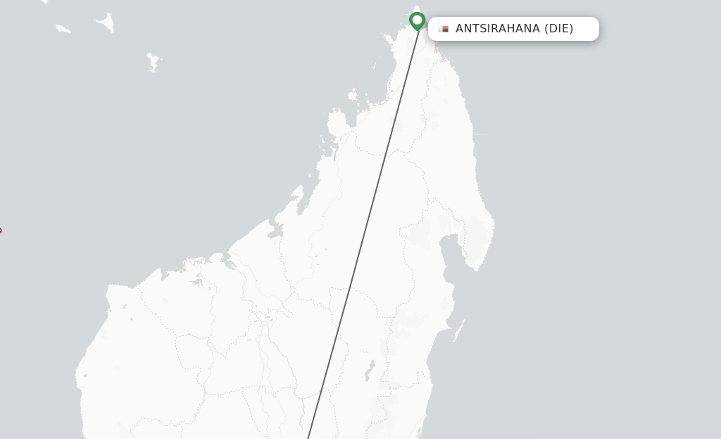 Flights from Antsiranana to Antananarivo route map