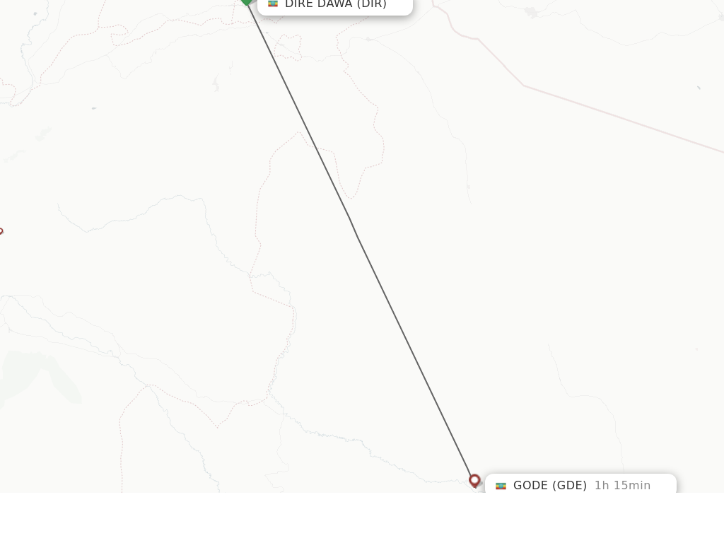 Flights from Dire Dawa to Gode/Iddidole route map