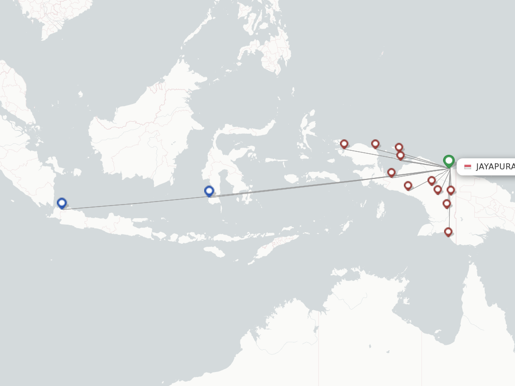 Flights from Jayapura to Oksibil route map