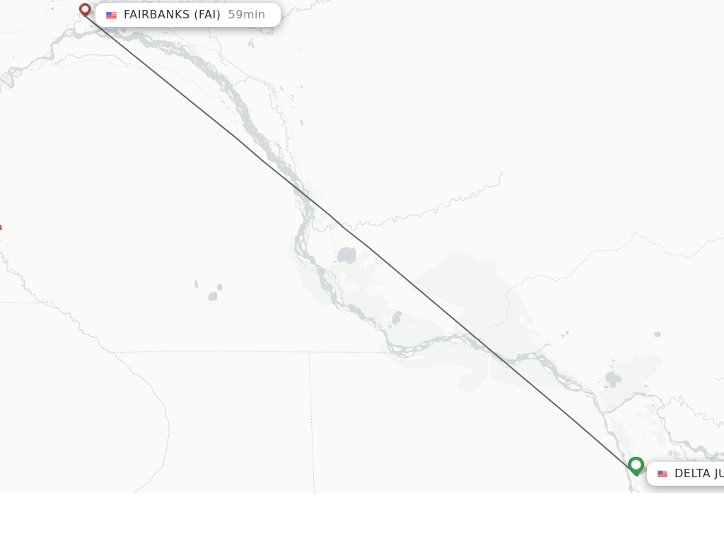 Flights from Delta Junction to Fairbanks route map