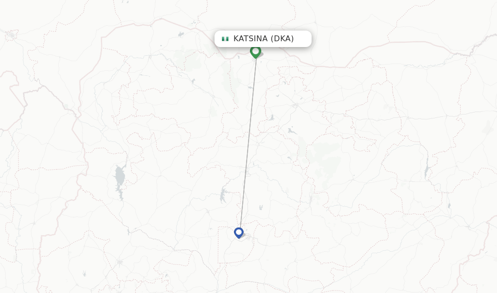 Route map with flights from Katsina with Rano Air