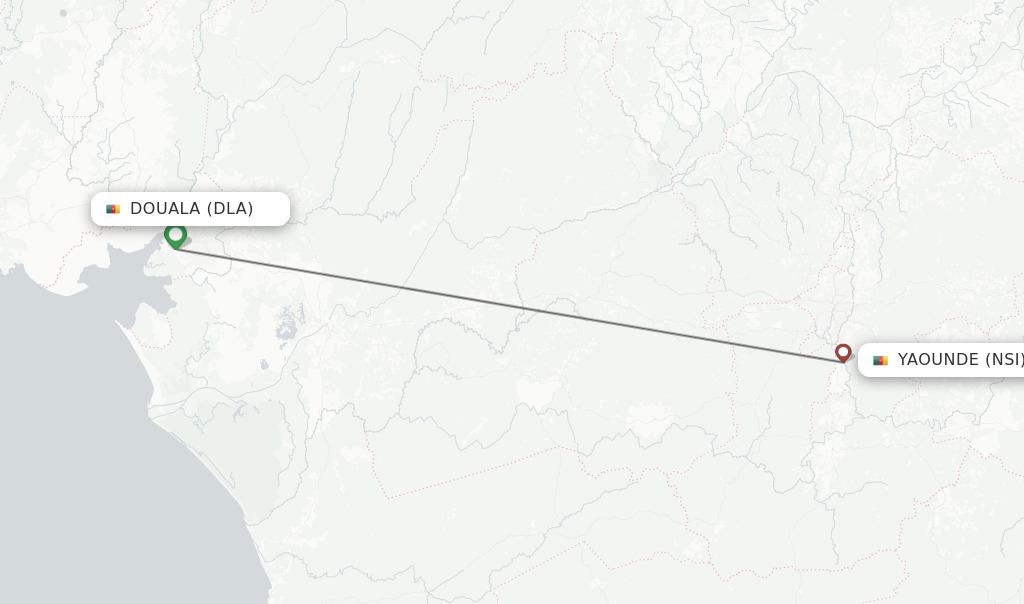 Flights from Douala to Yaounde route map