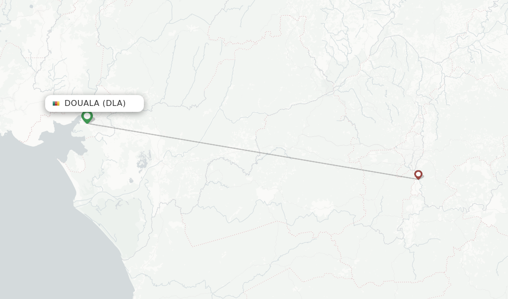 Route map with flights from Douala with Brussels Airlines