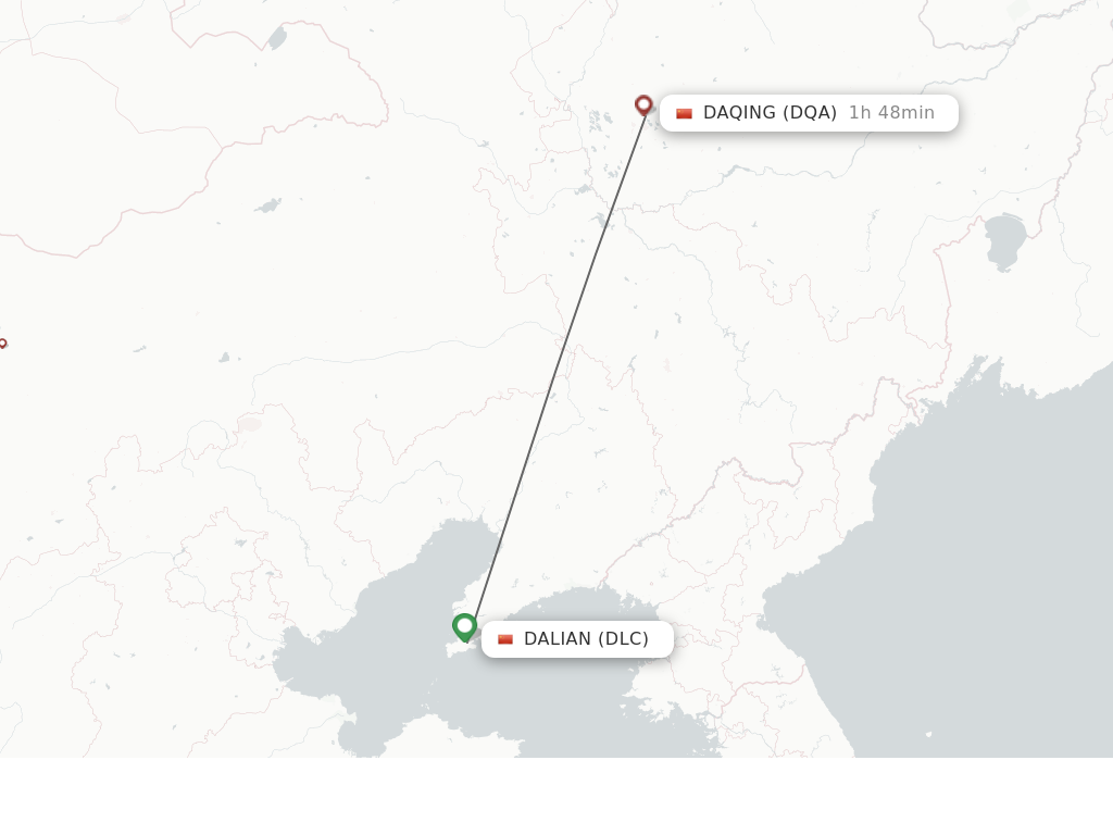 Flights from Dalian to Daqing route map