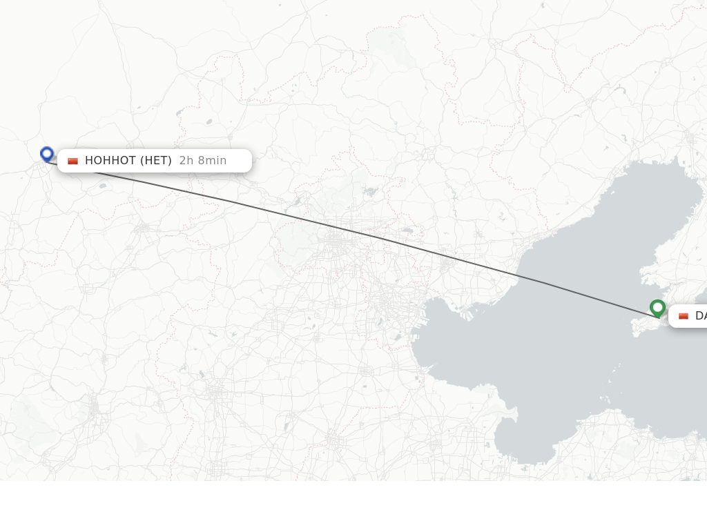 Flights from Dalian to Hohhot route map