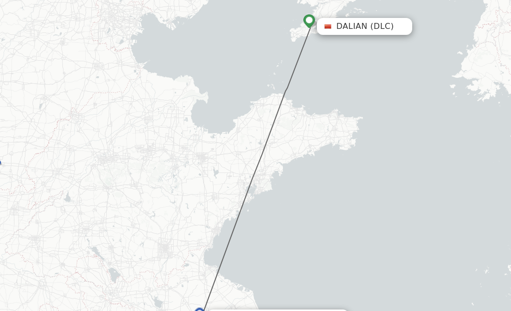 Flights from Dalian to Huai'an route map
