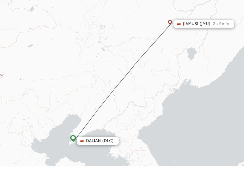 Flights from Dalian to Jiamusi route map
