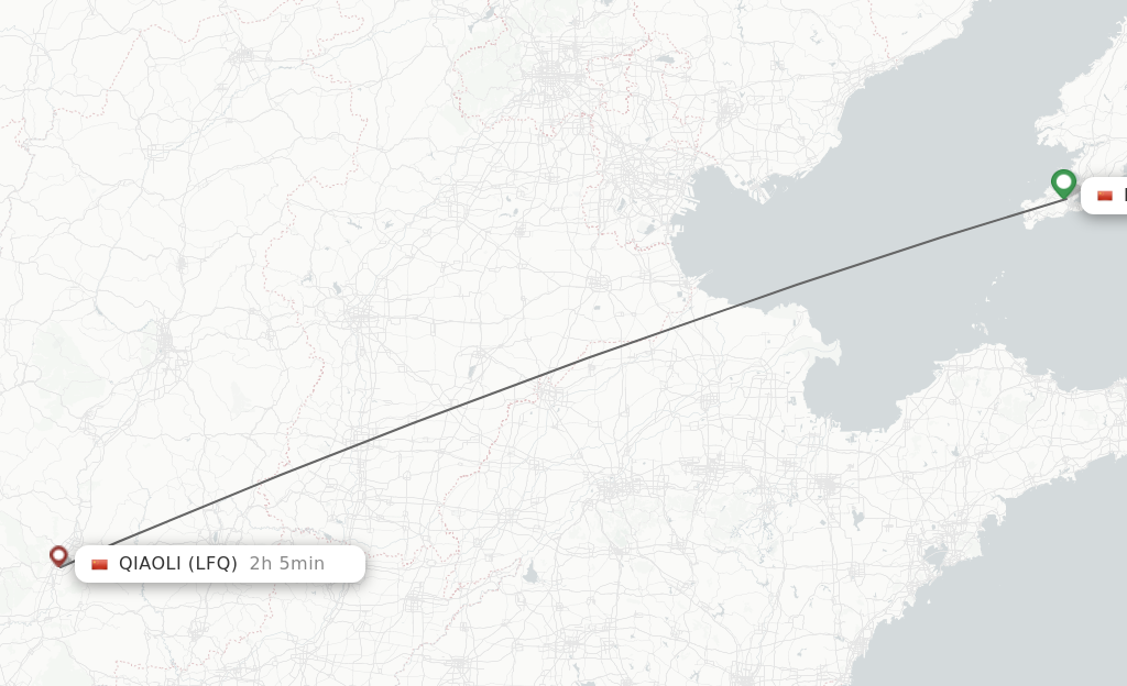 Flights from Dalian to Qiaoli route map
