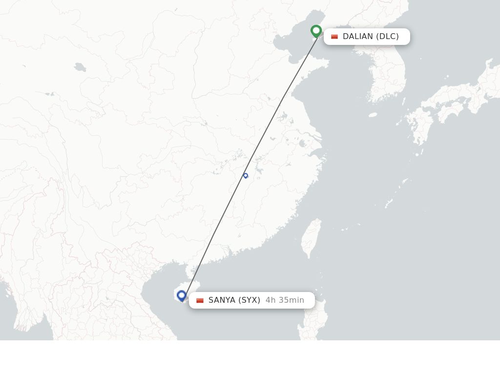 Flights from Dalian to Sanya route map