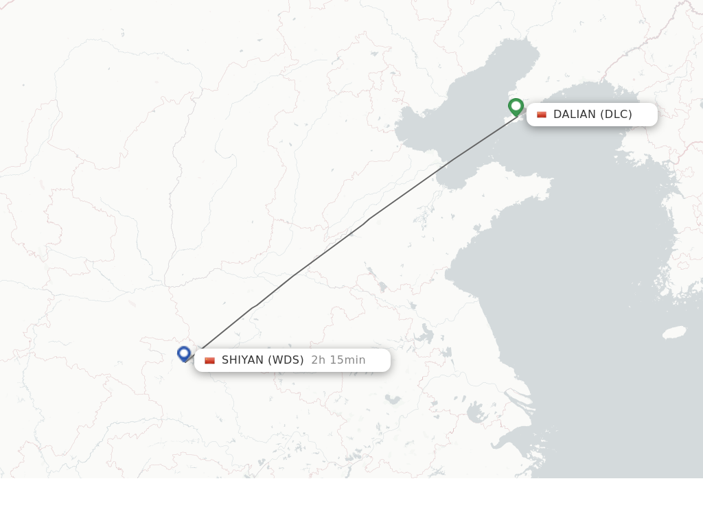 Flights from Dalian to Shiyan route map