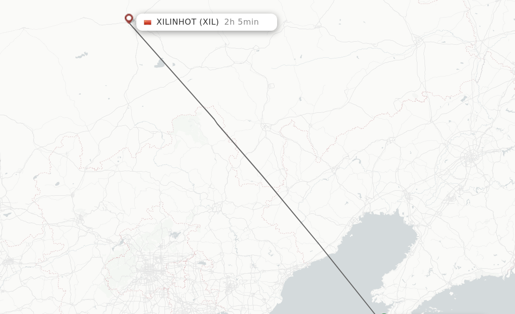 Flights from Dalian to Xilinhot route map