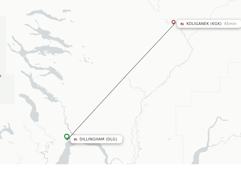 Flights from Dillingham to Koliganek route map
