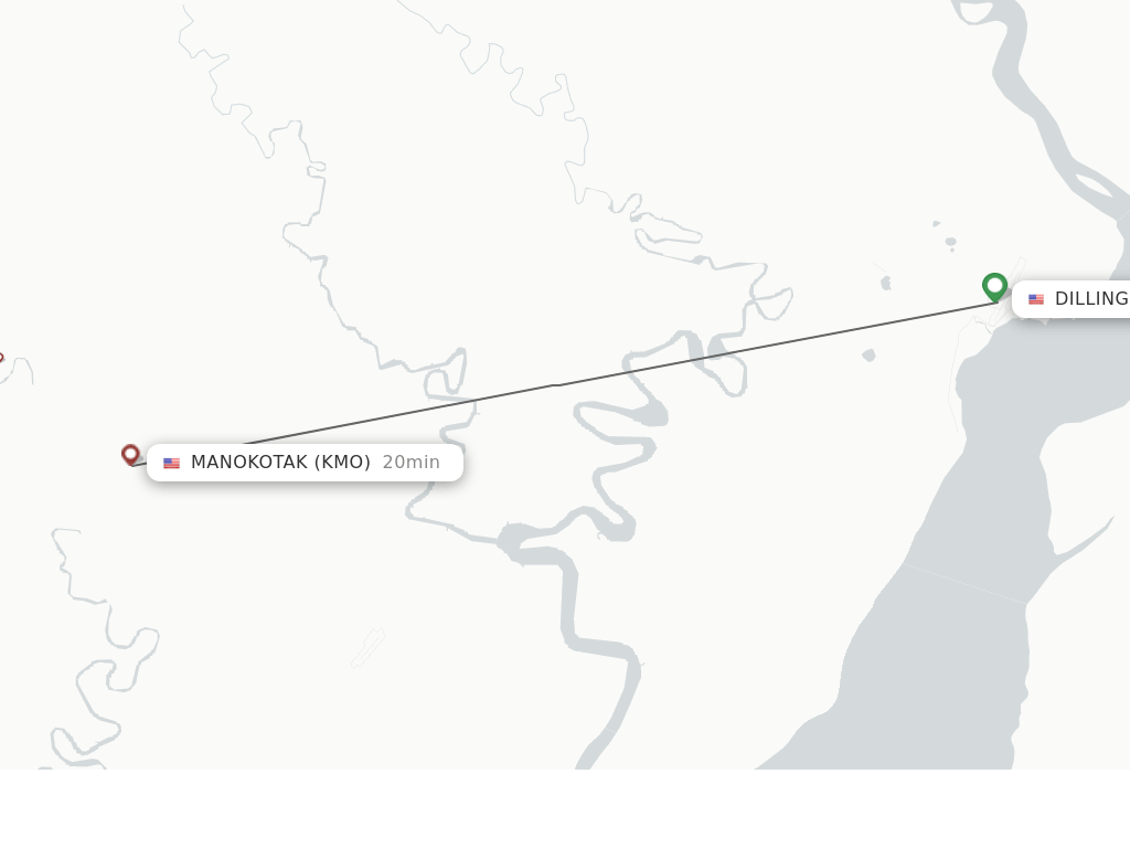 Flights from Dillingham to Manokotak route map
