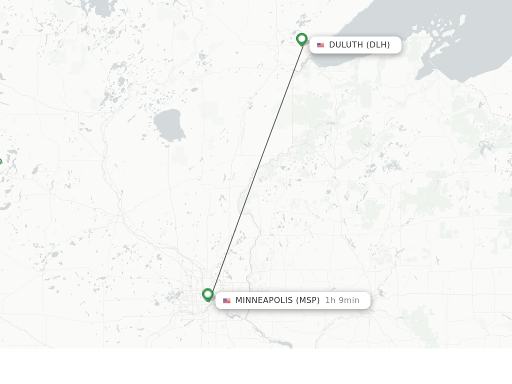 Flights from Duluth to Minneapolis route map