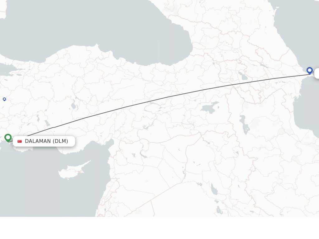 Flights from Dalaman to Baku route map