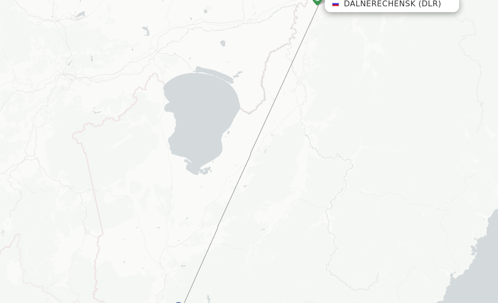 Flights from Dalnerechensk to Khabarovsk route map