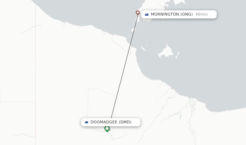 Flights from Doomadgee to Mornington route map