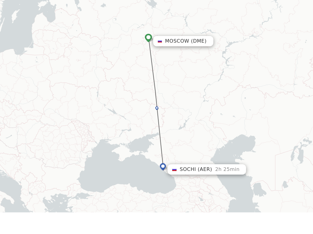 Flights from Moscow to Adler/Sochi route map