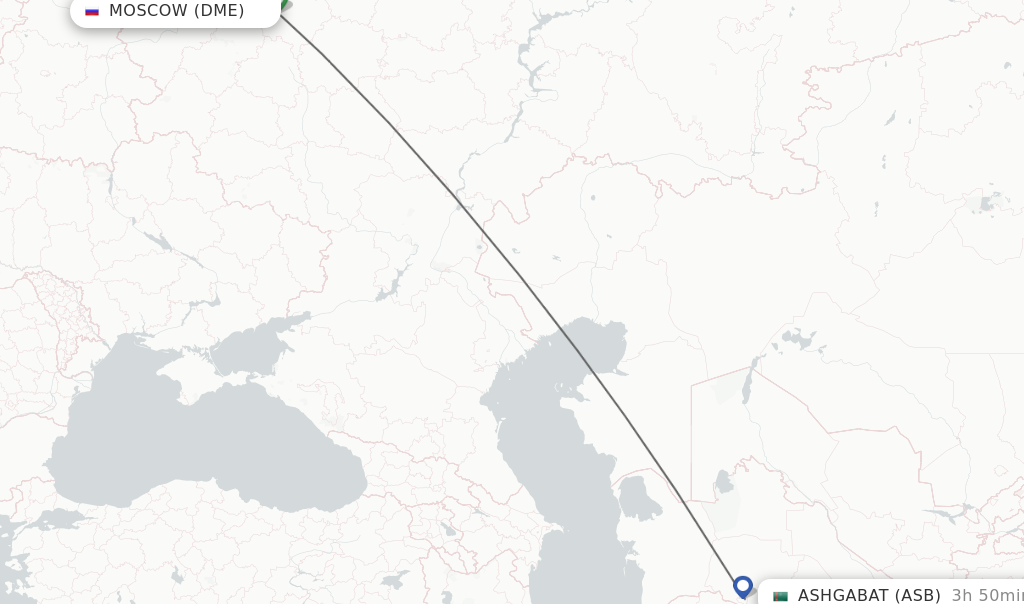 Flights from Moscow to Ashgabat route map