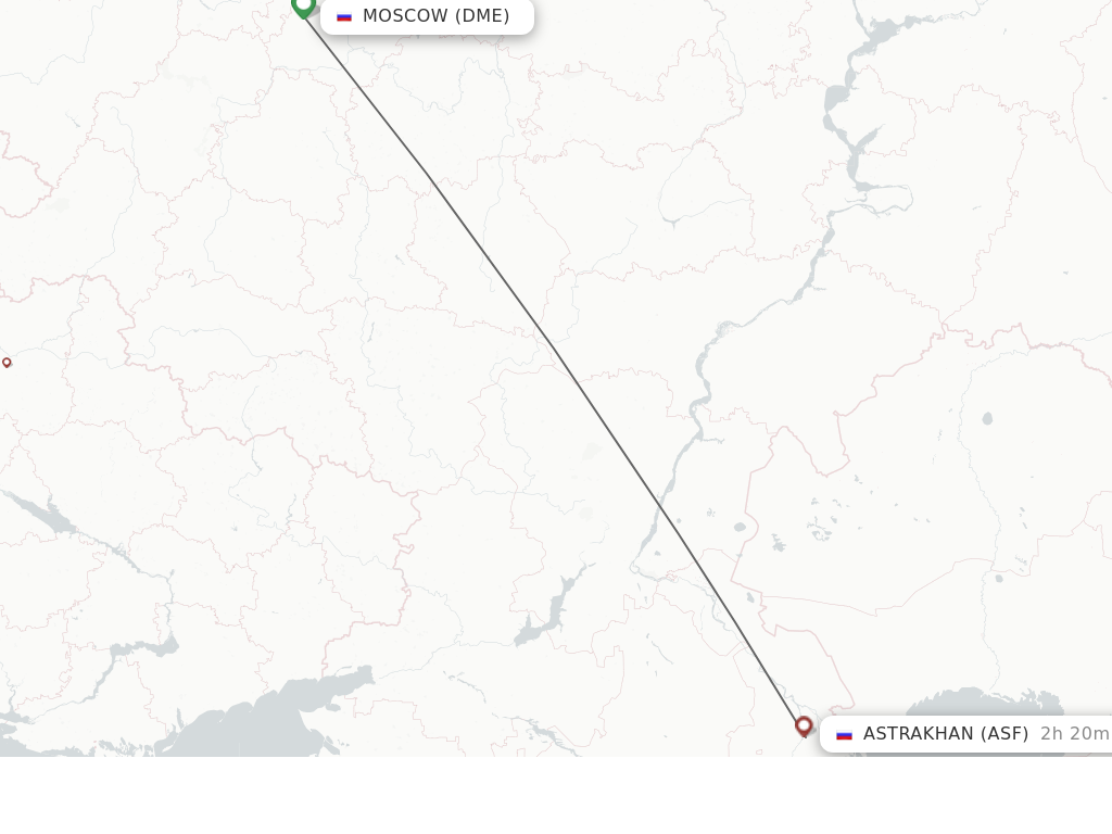 Flights from Moscow to Astrakhan route map