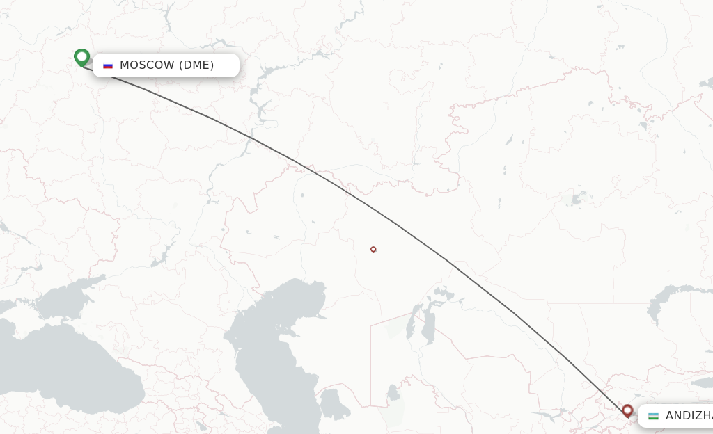 Flights from Moscow to Andizhan route map