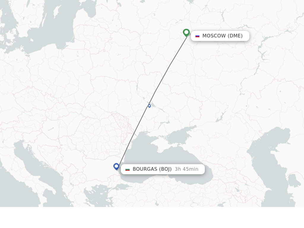 Flights from Moscow to Burgas route map