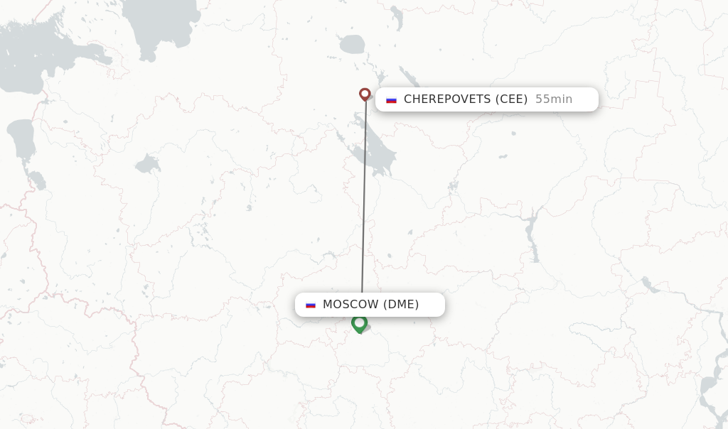 Flights from Moscow to Cherepovets route map