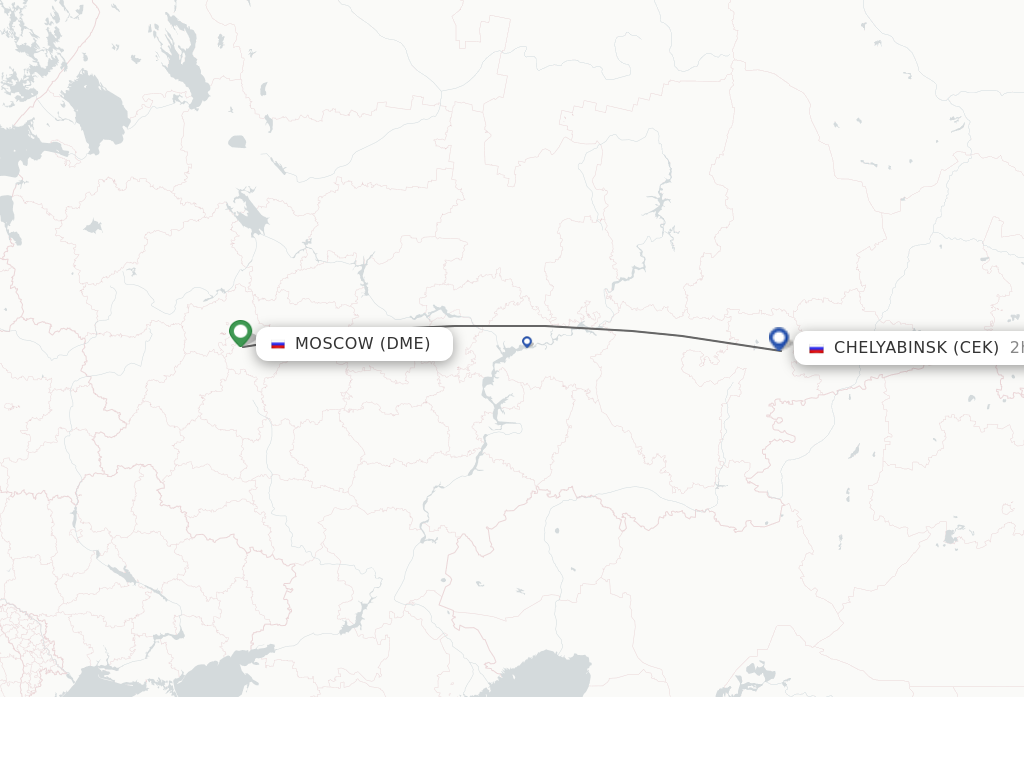 Flights from Moscow to Chelyabinsk route map
