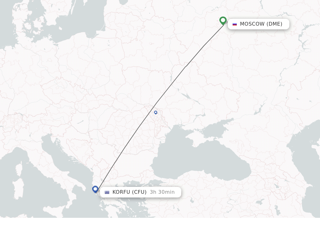 Flights from Moscow to Kerkyra route map
