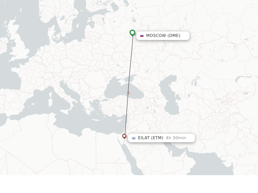 Flights from Moscow to Eilat route map