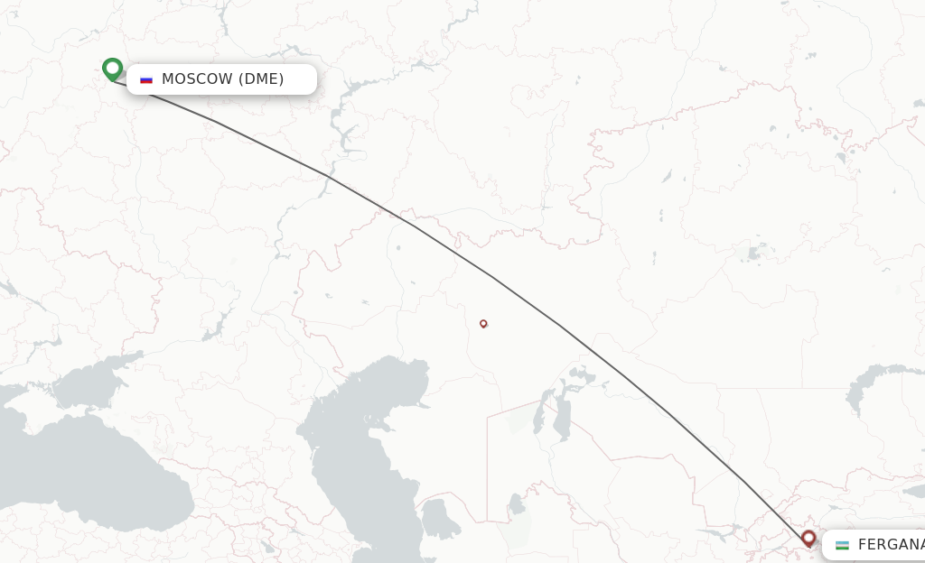 Flights from Moscow to Fergana route map