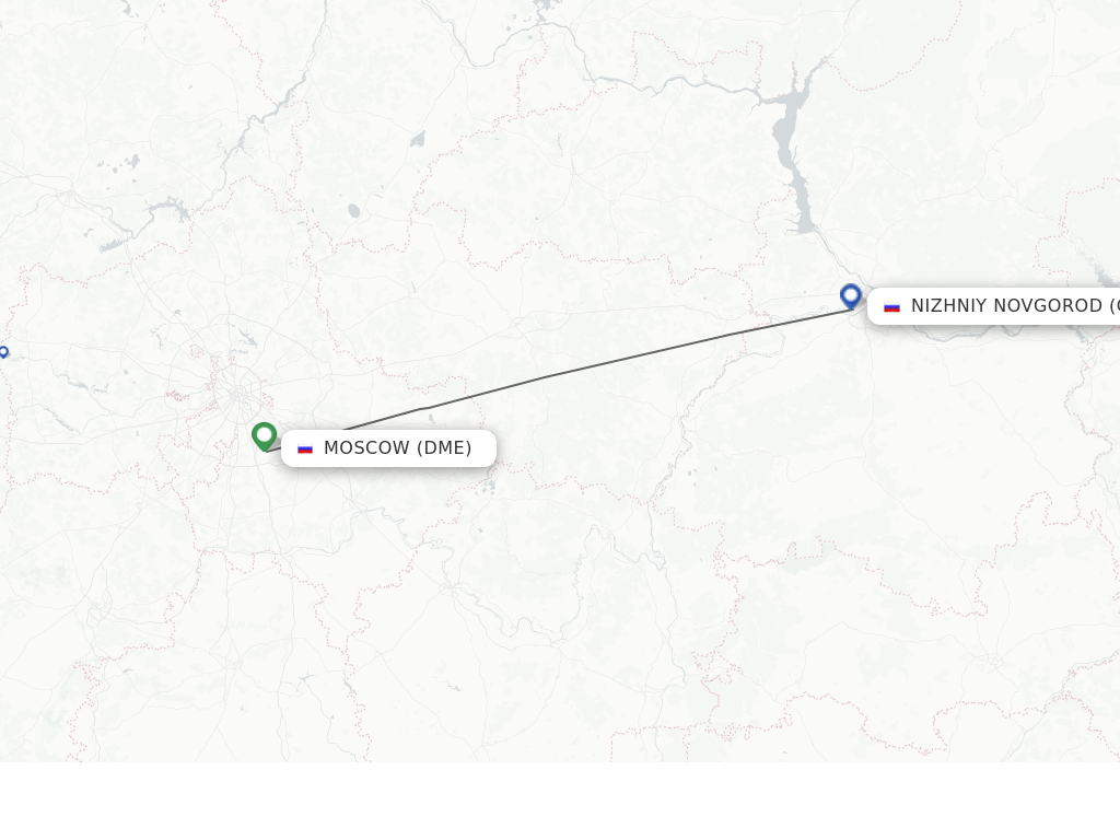 Flights from Moscow to Nizhniy Novgorod route map