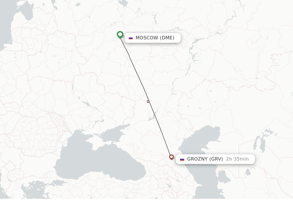Flights from Moscow to Groznyy route map