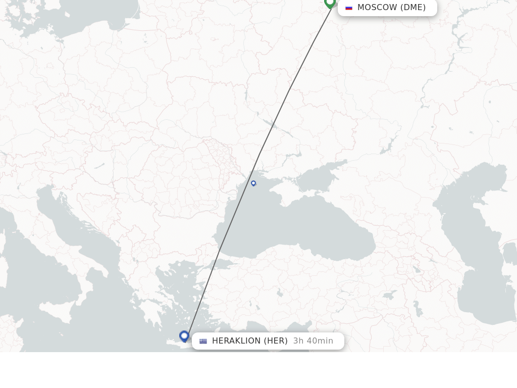 Flights from Moscow to Heraklion route map