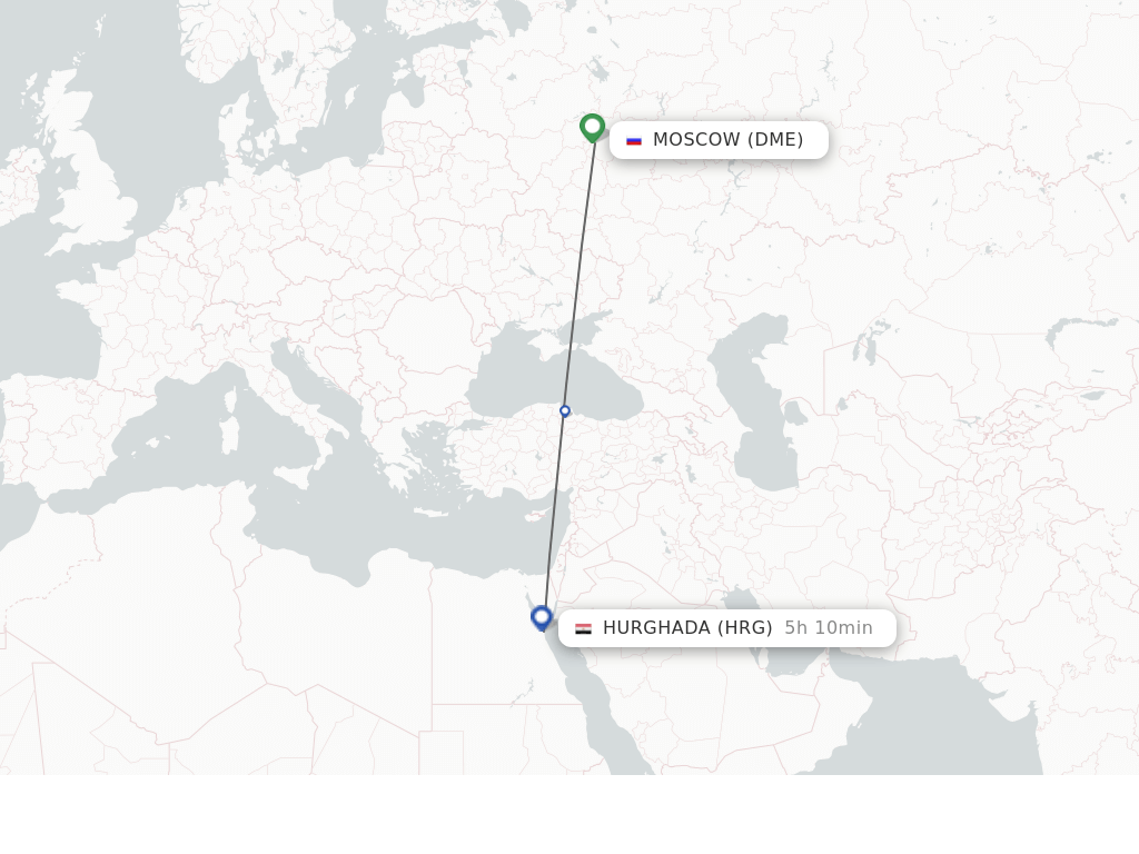 Flights from Moscow to Hurghada route map