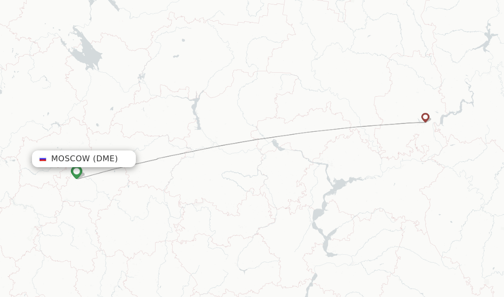 Route map with flights from Moscow with Izhavia